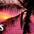 A static image of a person's eye with pink and orange tones, featuring white text that changes across six from 'S' to 'Sagers'