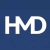 Pixelated white 'HMD' text on solid dark blue background with slight gradient, rendered in blocky low-resolution style.