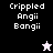 Pixelated text "Crippled Angii Bangii" appears on four colored backgrounds with a star icon changing from white to black.