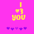 Pixelated graphic with pink background, yellow text "I ♡ 3 you" and purple puzzle pieces below.