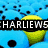 Animated icon with blue plush toys, a yellow emoji face, and a pink character with text overlays.