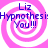 Four identical display a pink and white spiral background with blue text reading "Liz Hypnothesi You!!!" in each