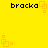 Yellow background with black text 'bracka' and orange square patterns in four corners.