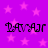 Purple background with pink stars and four identical pixelated text elements arranged in a