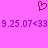 A static image with a bright pink background features a small dark red pixelated heart symbol above repeated purple text reading "9.25.07<33".