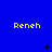 Yellow pixelated text 'Reneh' repeated across a blue background with changing black symbols below each text instance.