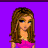 Pixelated image of a woman with long brown hair in a pink top against purple background, with text elements "hot", "hyper", and "brunette" displayed around her.