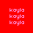 Red background with pink 'kayla' text arranged in four quadrants, each containing three instances of the text, with white rectangular overlays in two quadrants.