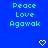 Blue background with repeated text "Peace Love Agawak" and white pixelated hearts in a