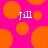 Pixelated orange circles on a bright pink background with the text 'Jill' in white pixel font appearing twice.
