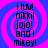 Four identical display black text on a blue and pink spiral background with no visible animation changes
