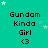 A static image with a teal background, white stars scattered throughout, and repeated text "Gundam Kinda Girl <3" in black pixelated font.