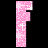 Two side-by-side animated frames of a pink pixelated lowercase 'f' icon with white sparkles on black background.