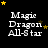 Animated sequence of 'Magic Dragon All-Star' text with yellow and brown stars moving across a black background.