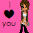 Pixel art contact sheet showing two frames of an animated buddy icon with a cartoon character and "I ❤️ YOU" text on pink background.