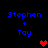 Blue text 'Stephen + Toy' appears twice on a black background with a red heart icon in different positions across frames.