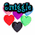Six pixelated 'Smuggle' icons arranged in a , each with distinct color schemes and background elements like hearts, books, and abstract patterns