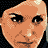 A pixelated animated sequence showing a woman with dark hair transitioning from close-up to full-body pose against a blue-toned background.