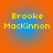 Four identical circular icons with orange outer rings and blue inner gradients display yellow pixelated text reading "Brooke MacKinnon".