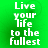 Green background with white pixelated text reading "Live your life to the fullest" in four identical arranged in a