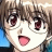 Anime-style character with brown hair and red eyes, mouth open in a shout, against a black background with white text.
