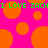Green pixelated text reads "I LOVE ZACHI LOVE ZACH" over a bright pink background with scattered orange circles.