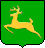 Green shield-shaped background with a yellow leaping deer in the center, rendered in pixelated style.