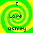 Four identical display a green and yellow spiral background with black text reading "I Love Ashley" arranged vertically