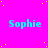 Cyan text reading "Sophie" repeated across a bright pink background with scattered yellow dots, partially cropped on the right side.