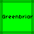 Green background with dark green lines and black pixelated text reading 'Greenbriar' repeated twice horizontally