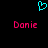 A static pixel art image with a cyan heart symbol above two identical pink text labels reading 'Donie' on a black background.