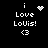 Pixel art icon with black background displaying 'i Love LoVis!' text and '<3' symbol, featuring animated heart or starburst effects.