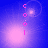 Vertical pink text 'COOL' on blue background with shifting light effects and circular lens flares.