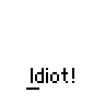 Animated contact sheet of a pixel art buddy icon showing multiple frames with stick figures in blue and yellow shirts, text bubbles, and repeated "Idiot!" text below each frame on gray background.