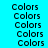 A static image divided into four quadrants with cyan, blue, pink, and light blue backgrounds, each displaying repeated 'Colors' text in black pixelated font.