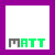 Six display the word 'MATT' in green and gray pixelated text with alternating border colors of purple and blue