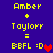 Pixelated text on blue background shows 'Amber + Taylorr = BBFL :D' with red heart in first frame, heart absent in second frame.