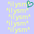 A light purple background displays repeated yellow text 'ilysm' with asterisks, and a green pixelated heart symbol appears in the top-right corner.