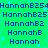 Static pixel art displays repeating text 'HannahB254HannahB25' and 'HannahB2' on green background with blue stars.