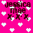 Pixelated pink background with white hearts and brown text reading "jessica mae x-x-x" in four repeated sections, showing animation changes between frames.