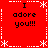 Red background with white dashed borders and star motifs, displaying "I adore you!!!" text in four quadrants.