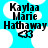 Pixelated text displays 'Kaylaa Marie Hathaway' with '33' below, set against a bright cyan background with white cloud shapes.