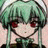 A 48x48 pixel animated buddy icon featuring a green-haired anime character with red eyes on the left and "Anime IM" text with a stylized signature on the black background to the right, displayed as a contact sheet of two frames.