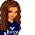 Pixel art contact sheet of a female character in blue hoodie and jeans with visible text "Roxy" on shirt, showing full body, torso, legs, and footwear across four frames.
