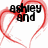 Red heart outlines with black text reading 'ashley and gary always forever 10-21-05' on a white background.