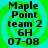Four identical static images of a digital graphic with text over a green and cyan spiral background, each displaying 'Maple Point team 2 6H 07-08' in black pixelated font.