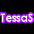 Pixelated text 'TessaS' appears in purple, orange, and pink variations against black background with gray rectangle.