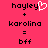 Pixelated text and symbols on a solid pink background with a white heart symbol replacing the 'y' in 'hayley' on the left side.