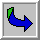 Blue curved arrow with green top segment on gray background, showing sequential animation frames with varying arrow curvature and green segment position.