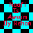 Pixelated red text reads "Noofi Is Awsun Dy Rehan" over a shifting cyan and black checkered background with diamond-shaped patterns.
